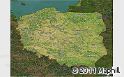 Satellite 3D Map of Poland, darken, land only