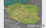 Satellite 3D Map of Poland, desaturated, land only