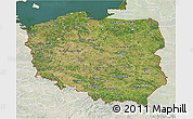 Satellite 3D Map of Poland, lighten, land only
