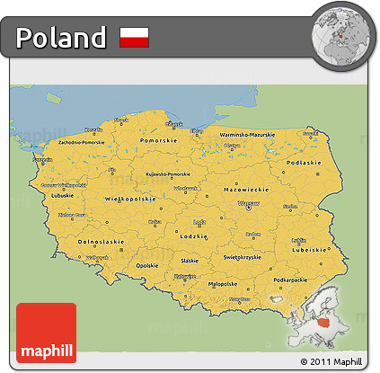 Savanna Style 3D Map of Poland, single color outside