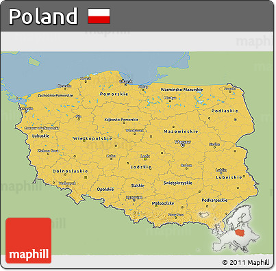 Savanna Style 3D Map of Poland, single color outside