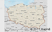 Shaded Relief 3D Map of Poland, desaturated, land only