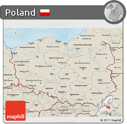 Shaded Relief 3D Map of Poland