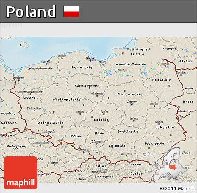 Shaded Relief 3D Map of Poland