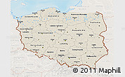 Shaded Relief 3D Map of Poland, lighten, land only