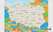 Shaded Relief 3D Map of Poland, political outside