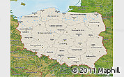 Shaded Relief 3D Map of Poland, satellite outside, shaded relief sea