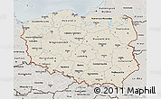 Shaded Relief 3D Map of Poland, semi-desaturated