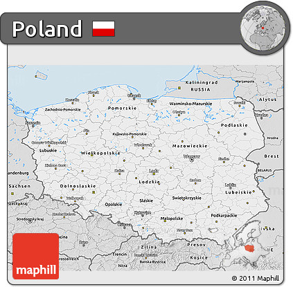 Silver Style 3D Map of Poland