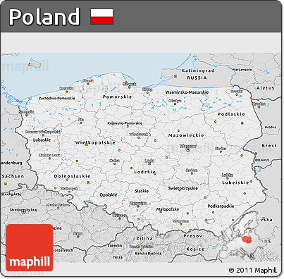 Silver Style 3D Map of Poland