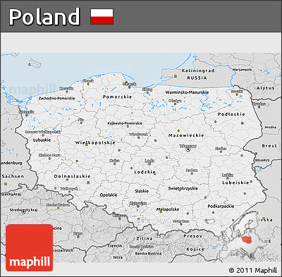 Silver Style 3D Map of Poland