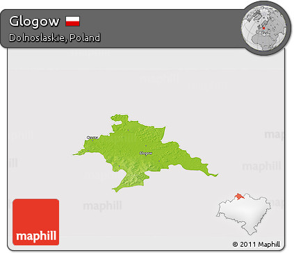 Physical 3D Map of Glogow, cropped outside