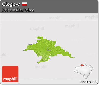 Physical 3D Map of Glogow, cropped outside