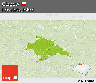 Physical 3D Map of Glogow, lighten
