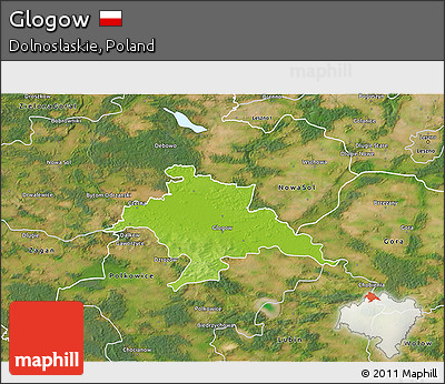 Physical 3D Map of Glogow, satellite outside