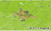 Satellite 3D Map of Glogow, physical outside