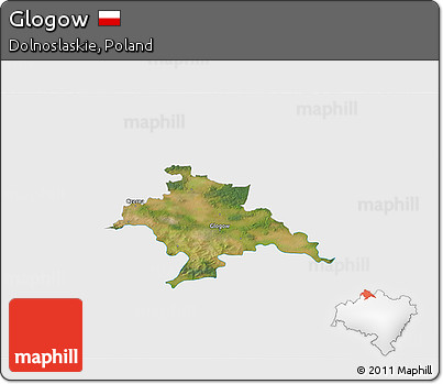 Satellite 3D Map of Glogow, single color outside