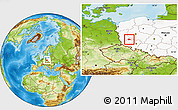 Physical Location Map of Glogow, highlighted country