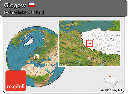 Satellite Location Map of Glogow, highlighted country