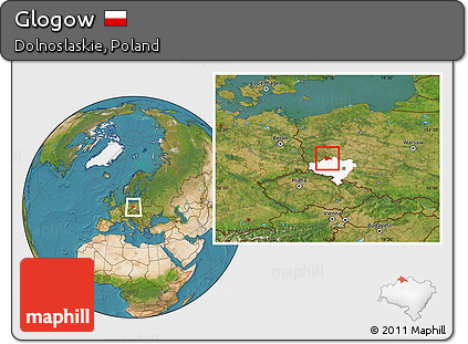 Satellite Location Map of Glogow, highlighted parent region