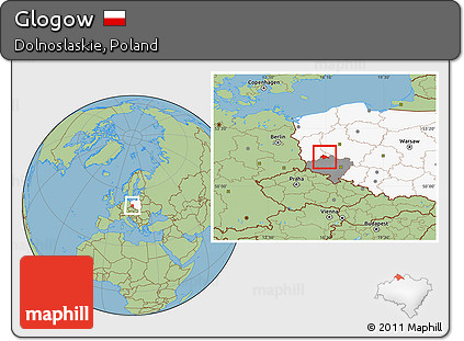 Savanna Style Location Map of Glogow, highlighted country, highlighted parent region