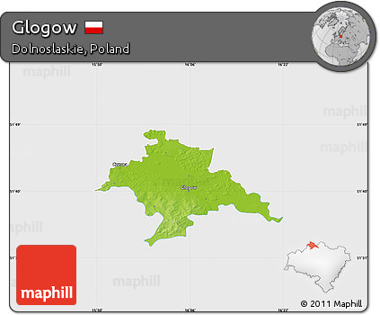 Physical Map of Glogow, single color outside