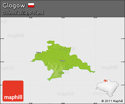 Physical Map of Glogow, single color outside