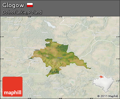Satellite Map of Glogow, lighten
