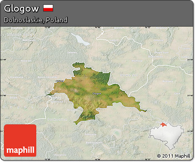 Satellite Map of Glogow, lighten