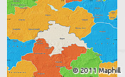 Shaded Relief Map of Glogow, political outside