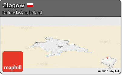 Classic Style Panoramic Map of Glogow, single color outside