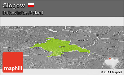 Physical Panoramic Map of Glogow, desaturated