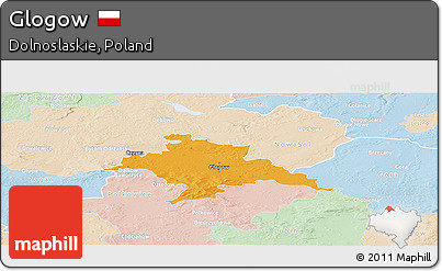 Political Panoramic Map of Glogow, lighten