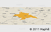 Political Panoramic Map of Glogow, shaded relief outside