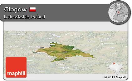 Satellite Panoramic Map of Glogow, lighten