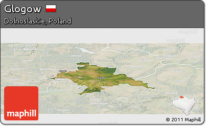Satellite Panoramic Map of Glogow, lighten