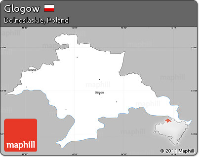 Gray Simple Map of Glogow, single color outside