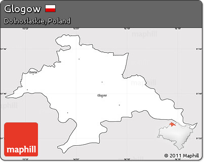 Silver Style Simple Map of Glogow, cropped outside