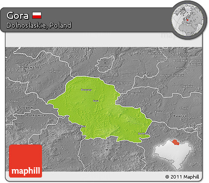 Physical 3D Map of Gora, desaturated
