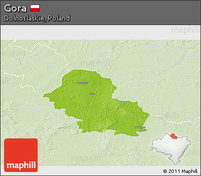 Physical 3D Map of Gora, lighten
