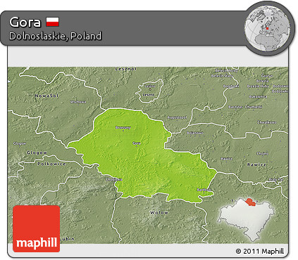 Physical 3D Map of Gora, semi-desaturated