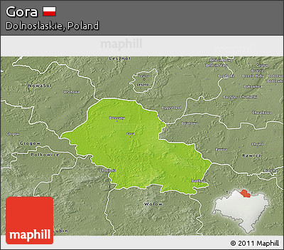 Physical 3D Map of Gora, semi-desaturated