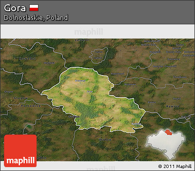 Satellite 3D Map of Gora, darken