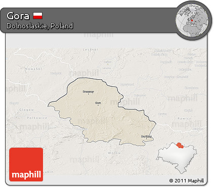 Shaded Relief 3D Map of Gora, lighten