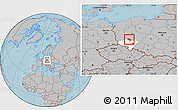 Gray Location Map of Gora, highlighted parent region, hill shading