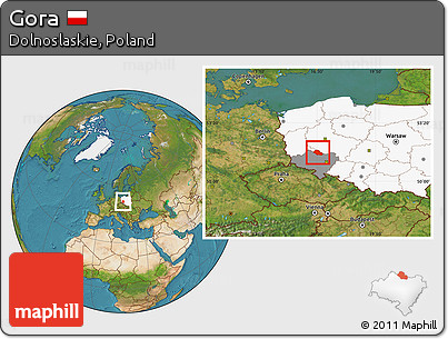 Satellite Location Map of Gora, highlighted country, highlighted parent region