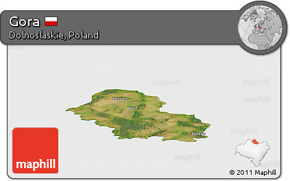Satellite Panoramic Map of Gora, single color outside