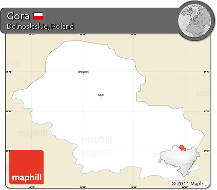 Classic Style Simple Map of Gora, single color outside