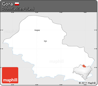 Silver Style Simple Map of Gora, single color outside
