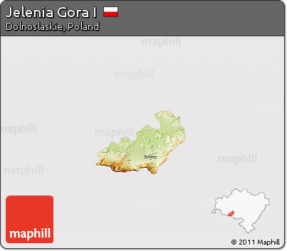 Physical 3D Map of Jelenia Gora I, cropped outside